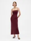 Gap Velvet Square-neck Maxi Dress In Burgundy