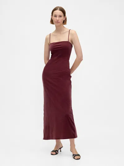 Gap Velvet Square-neck Maxi Dress In Burgundy