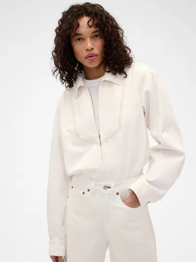 Gap × Victoria Beckham Denim Zip Shirt In White