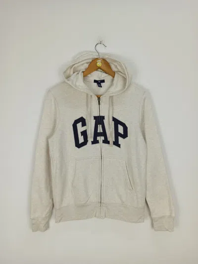 Pre-owned Gap Vintage  Hoodie Embroidery Big Logo Small Size In Cream