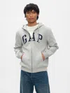 Gap Vintage Soft Arch Logo Full-zip Hoodie In Light Grey