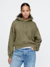 Gap Vintage Soft Cropped Hoodie In Army Jacket Green
