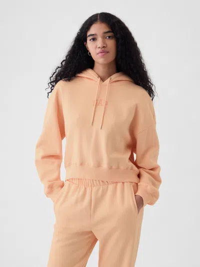 Gap Vintage Soft Cropped Hoodie In Peach Parfait Orange Logo