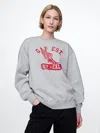 Gap Vintage Soft  Logo Tunic Sweatshirt In Light Grey