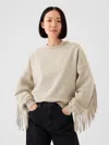 Gap Vintage Soft Wedge Crewneck Fringe Sweatshirt In Moonstone Beige
