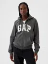 Gap Vintage Soft Zip Hoodie In Charcoal Grey Logo