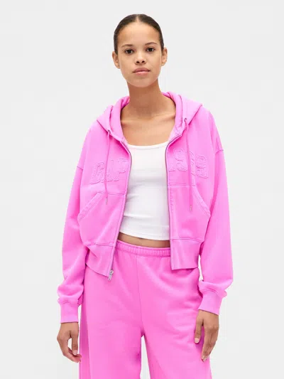 Gap Vintagesoft 1969 Logo Zip Hoodie In Pink