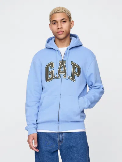 Gap Vintagesoft Arch Logo Full-zip Hoodie In Shirting Blue