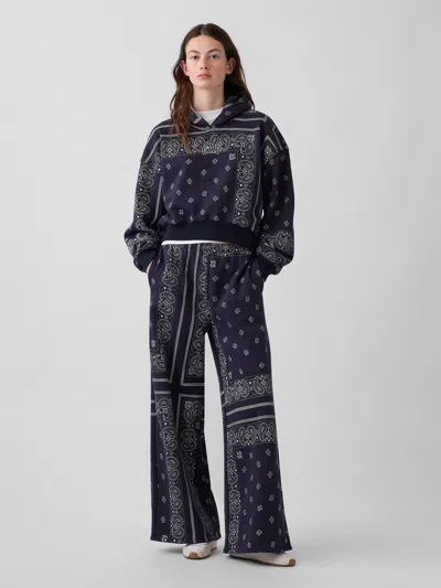 Gap Vintagesoft Baggy Sweatpants In Navy Blue Bandana Print