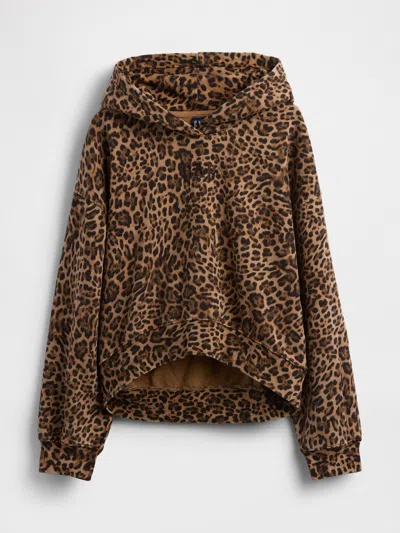 Gap Vintagesoft Crop Logo Hoodie In Brown