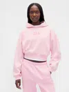 Gap Vintagesoft Crop Logo Hoodie In Pink