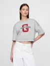 Gap Vintagesoft Cropped Elbow-sleeve Sweatshirt