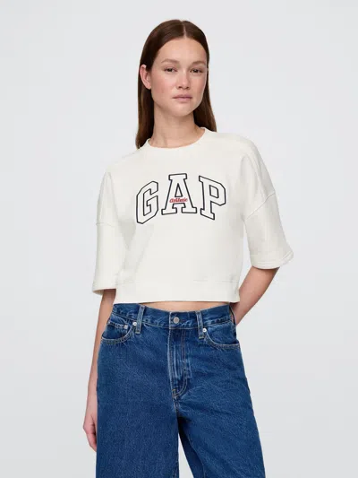 Gap Vintagesoft Cropped Elbow-sleeve Sweatshirt