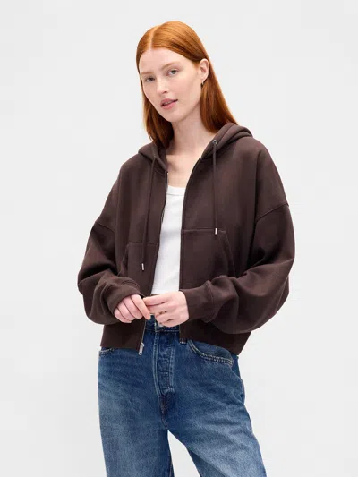 Gap Vintagesoft Full-zip Wedge Hoodie In Brown