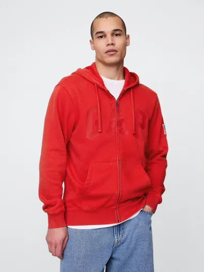 Gap Vintagesoft  Logo Zip Hoodie In Red