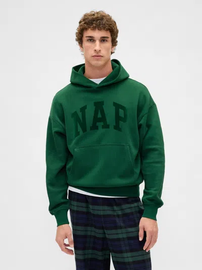 Gap Vintagesoft Heavyweight Nap Logo Hoodie In Green