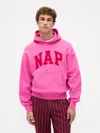 Gap Vintagesoft Heavyweight Nap Logo Hoodie In Pink