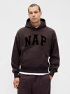 Gap Vintagesoft Nap Logo Hoodie In Brown