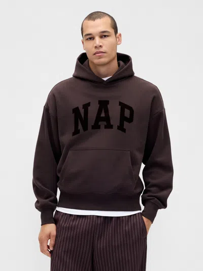 Gap Vintagesoft Nap Logo Hoodie In Brown