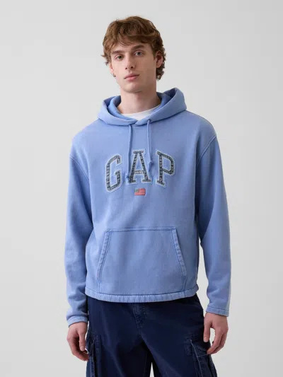 Gap Vintagesoft Oversized Americana Logo Hoodie In Blue