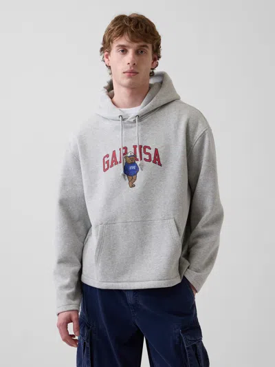 Gap Vintagesoft Oversized Americana Logo Hoodie In Gray