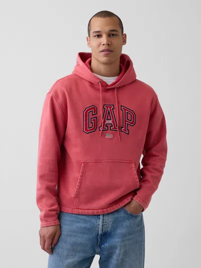 Gap Vintagesoft Oversized Americana Logo Hoodie In Red