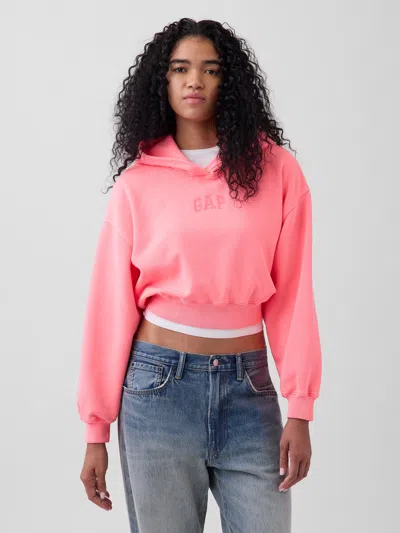 Gap Vintagesoft Oversized Crop Logo Hoodie