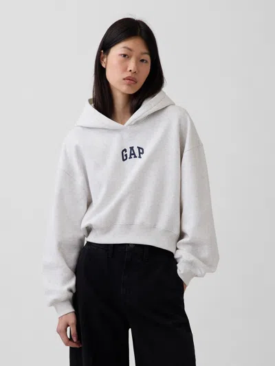Gap Vintagesoft Oversized Crop Logo Hoodie In Gray