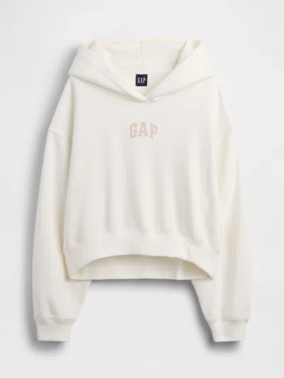 Gap Vintagesoft Oversized Crop Logo Hoodie In White