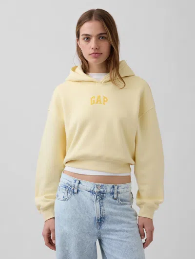 Gap Vintagesoft Oversized Crop Logo Hoodie In Yellow