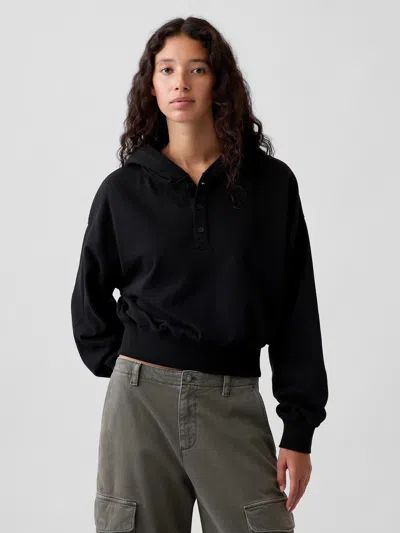 Gap Vintagesoft Oversized Henley Hoodie In Black