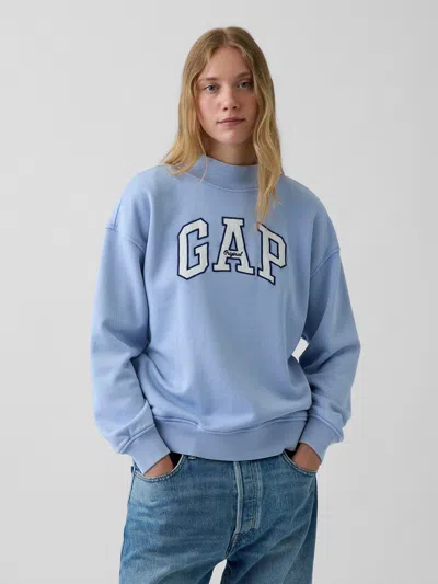 Gap Vintagesoft Oversized Mockneck Logo Sweatshirt In Air Stream Blue