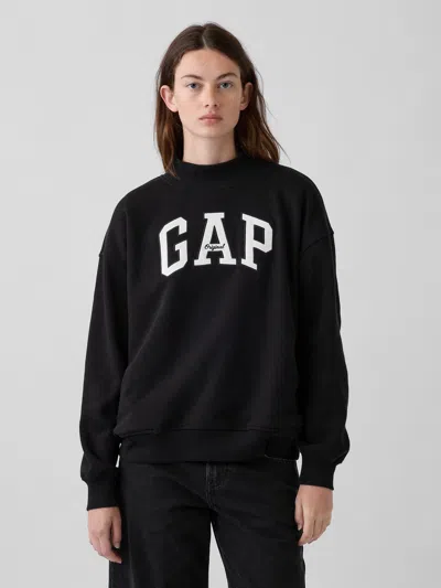 Gap Vintagesoft Oversized Mockneck Logo Sweatshirt In Black