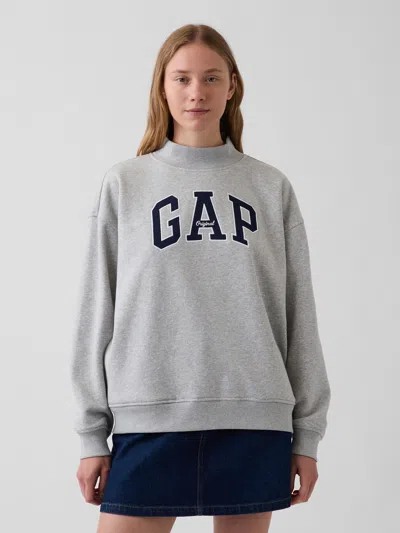 Gap Vintagesoft Oversized Mockneck Logo Sweatshirt In Gray