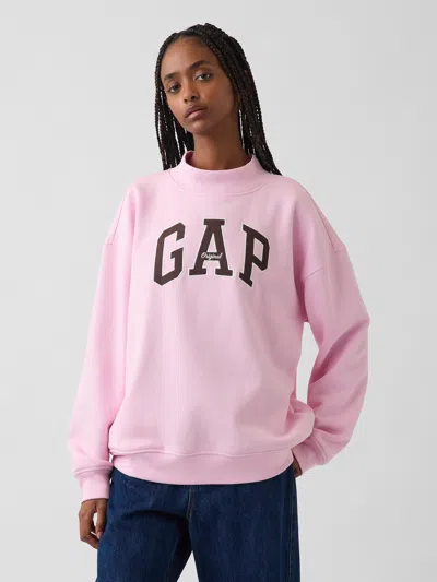 Gap Vintagesoft Oversized Mockneck Logo Sweatshirt In Light Pink