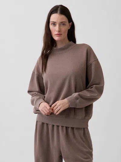 Gap Vintagesoft Oversized Mockneck Tunic Sweatshirt In Brown