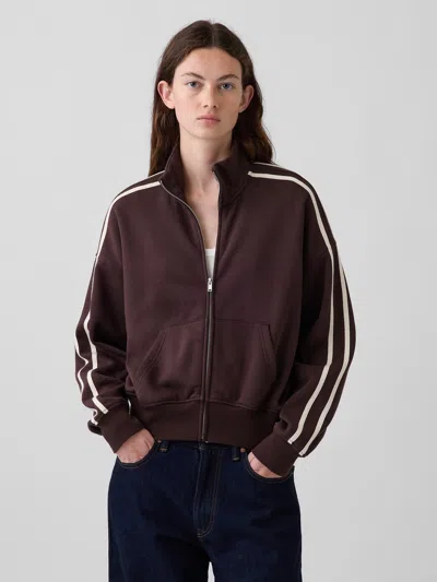 Gap Vintagesoft Oversized Mockneck Zip Jacket In Terra Brown