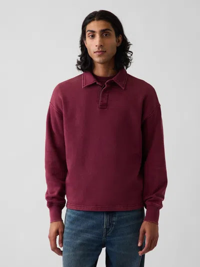 Gap Vintagesoft Oversized Polo Shirt Sweatshirt In Tuscan Red