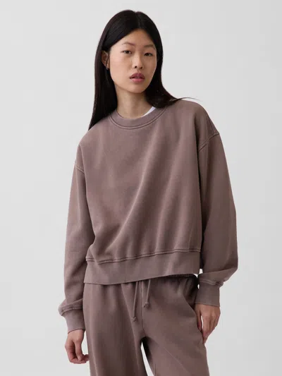 Gap Vintagesoft Oversized Split-hem Sweatshirt In Brown