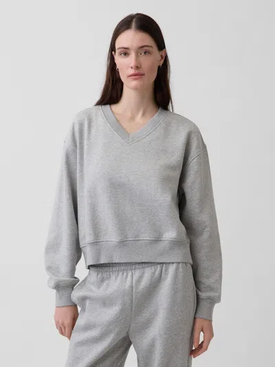 Gap Vintagesoft Oversized V-neck Sweatshirt In Gray