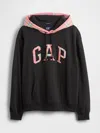 Gap Vintagesoft Plaid Arch Logo Hoodie In Moonless Night