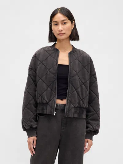 Gap Vintagesoft Quilted Bomber Jacket In Black