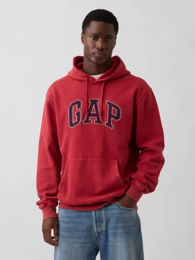 Gap Vintagesoft Relaxed Logo Hoodie In Red
