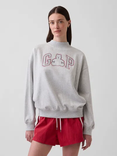 Gap Vintagesoft Terry Oversized Mockneck Logo Sweatshirt In Gray