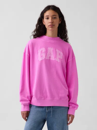 Gap Vintagesoft Terry Oversized Mockneck Logo Sweatshirt In Pink