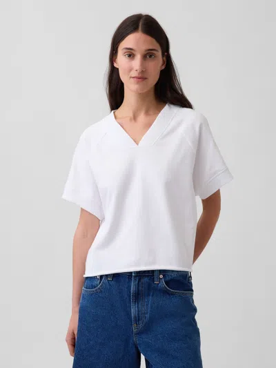 Gap Vintagesoft Terry Oversized V-neck Sweatshirt In Fresh White