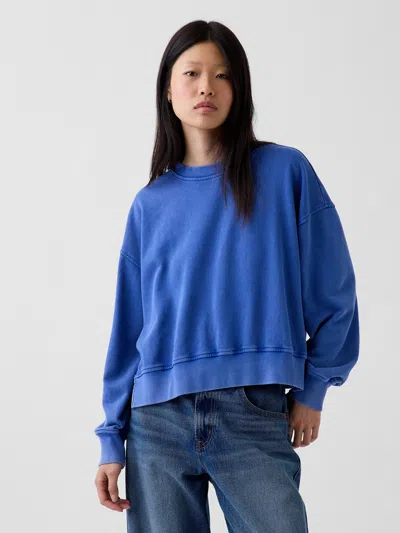 Gap Vintagesoft Terry Oversized Wedge Side-slit Sweatshirt In Blue