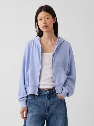 Gap Vintagesoft Terry Oversized Wedge Zip Hoodie In Blue