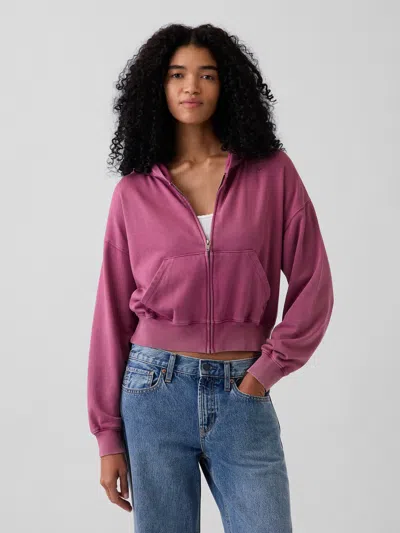 Gap Vintagesoft Terry Oversized Wedge Zip Hoodie In Deep Dahlia Purple