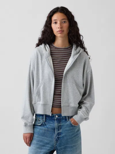 Gap Vintagesoft Terry Oversized Wedge Zip Hoodie In Grey